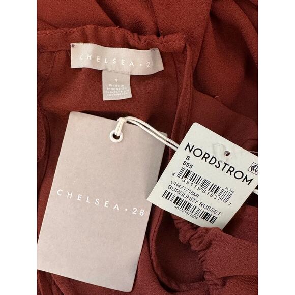 NEW CHELSEA 28 Women's Burgundy Halter Neck One-Piece Jumpsuit Size Small - Picture 7 of 8